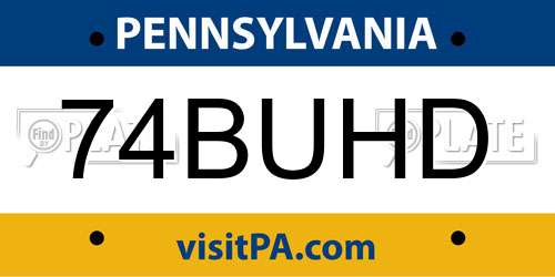 74BUHD Pennsylvania License Plate