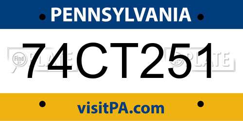 74CT251 Pennsylvania License Plate