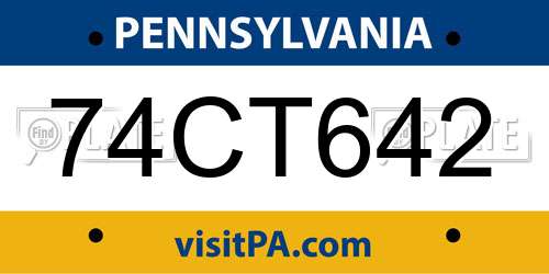 74CT642 Pennsylvania License Plate