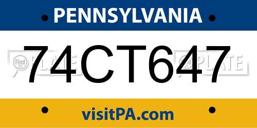 74CT647 Pennsylvania License Plate