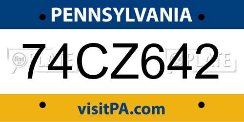 74CZ642 Pennsylvania License Plate