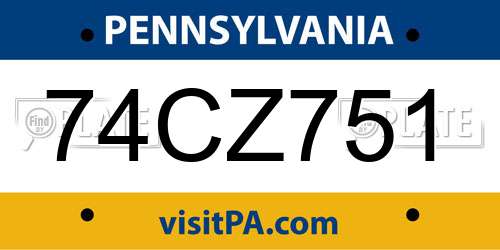 74CZ751 Pennsylvania License Plate