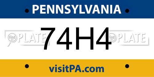 74H4 Pennsylvania License Plate