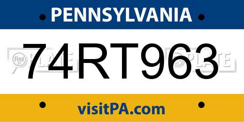 74RT963 Pennsylvania License Plate