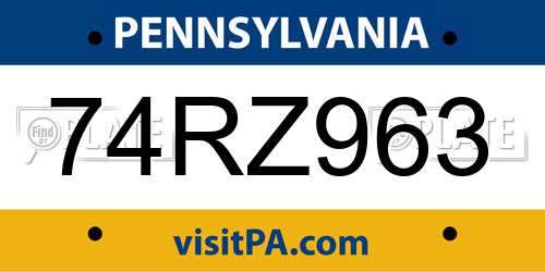 74RZ963 Pennsylvania License Plate