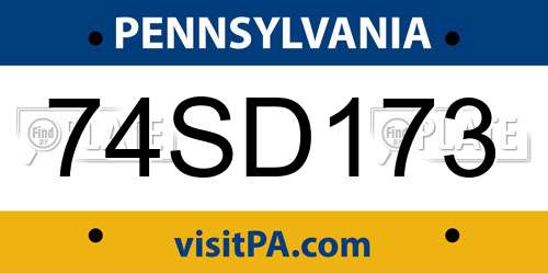 74SD173 Pennsylvania License Plate