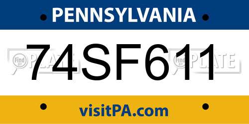 74SF611 Pennsylvania License Plate
