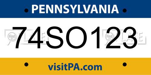 74SO123 Pennsylvania License Plate