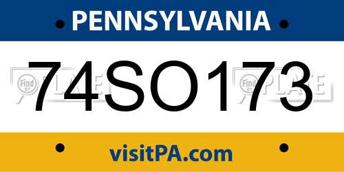 74SO173 Pennsylvania License Plate