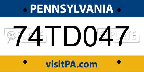 74TD047 Pennsylvania License Plate
