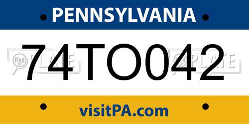 74TO042 Pennsylvania License Plate