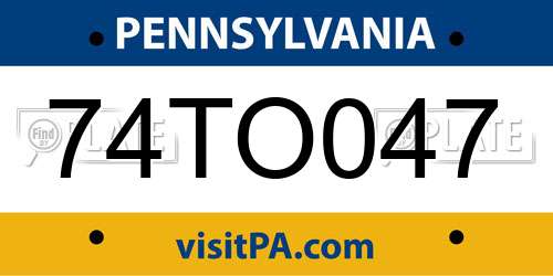 74TO047 Pennsylvania License Plate