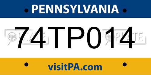 74TP014 Pennsylvania License Plate