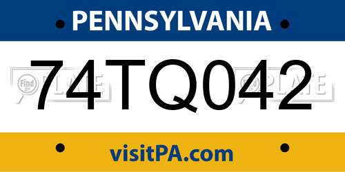 74TQ042 Pennsylvania License Plate