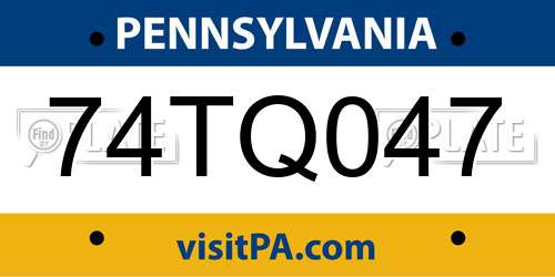 74TQ047 Pennsylvania License Plate