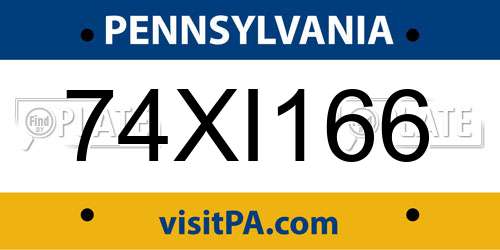 74XI166 Pennsylvania License Plate