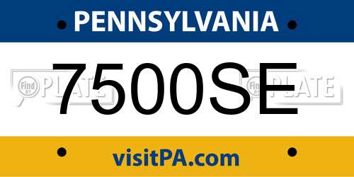 7500SE Pennsylvania License Plate