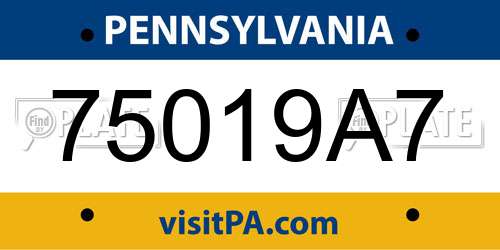 75019A7 Pennsylvania License Plate