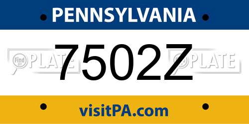 7502Z Pennsylvania License Plate