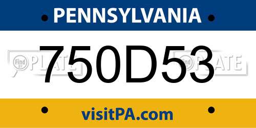 750D53 Pennsylvania License Plate
