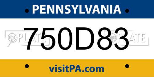 750D83 Pennsylvania License Plate