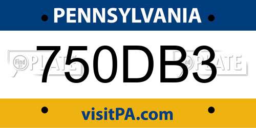 750DB3 Pennsylvania License Plate