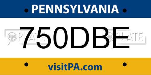 750DBE Pennsylvania License Plate