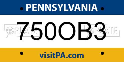 750OB3 Pennsylvania License Plate
