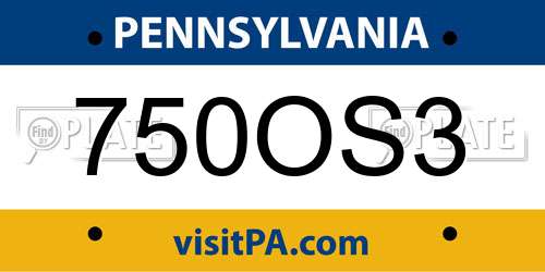 750OS3 Pennsylvania License Plate