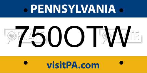 750OTW Pennsylvania License Plate