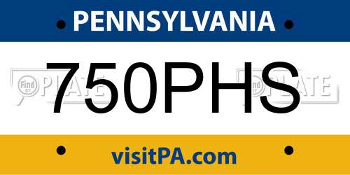 750PHS Pennsylvania License Plate