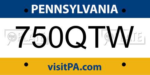 750QTW Pennsylvania License Plate