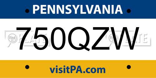 750QZW Pennsylvania License Plate