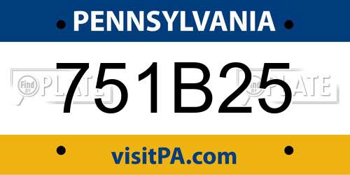 751B25 Pennsylvania License Plate