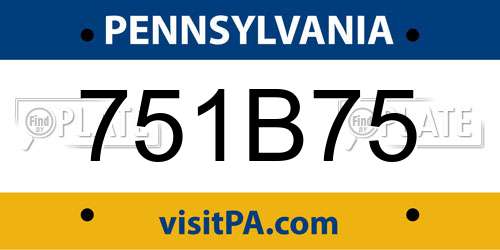 751B75 Pennsylvania License Plate