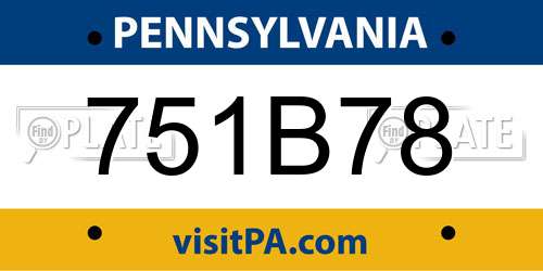 751B78 Pennsylvania License Plate
