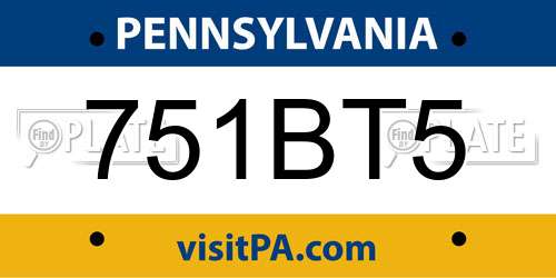 751BT5 Pennsylvania License Plate