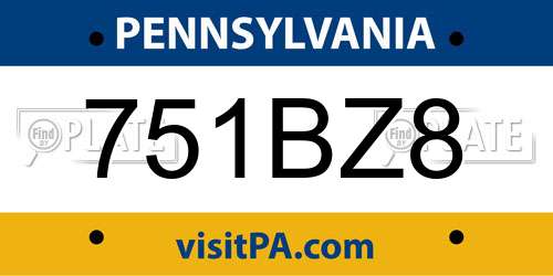 751BZ8 Pennsylvania License Plate