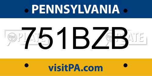751BZB Pennsylvania License Plate
