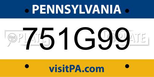 751G99 Pennsylvania License Plate