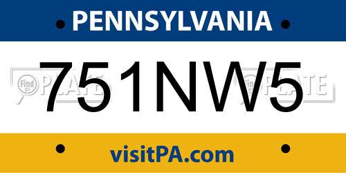 751NW5 Pennsylvania License Plate