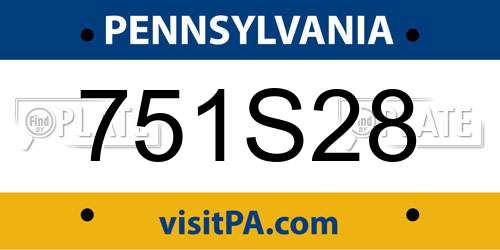 751S28 Pennsylvania License Plate