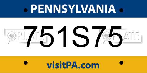 751S75 Pennsylvania License Plate