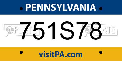 751S78 Pennsylvania License Plate