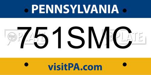 751SMC Pennsylvania License Plate