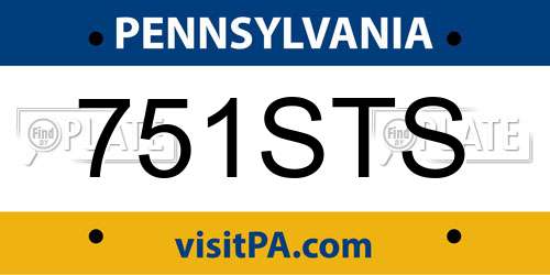 751STS Pennsylvania License Plate