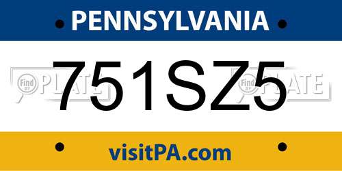 751SZ5 Pennsylvania License Plate