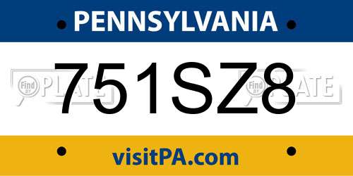 751SZ8 Pennsylvania License Plate