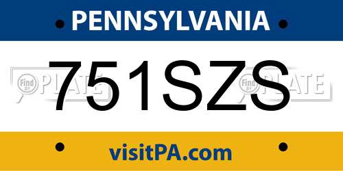 751SZS Pennsylvania License Plate