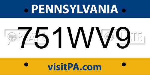 751WV9 Pennsylvania License Plate